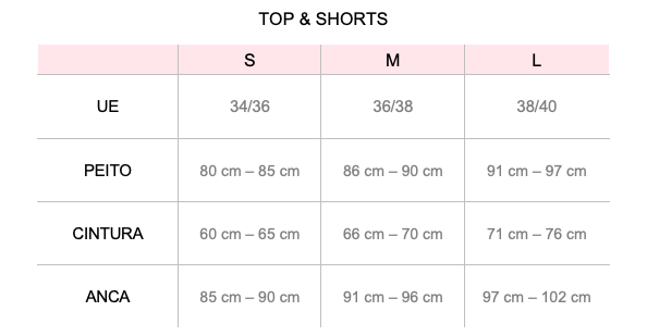 tabela tamanhos sporty - COCONUT